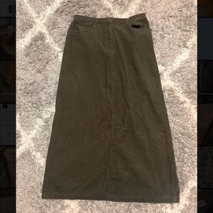 Vintage Corduroy Dark Green-Grey Maxi Skirt